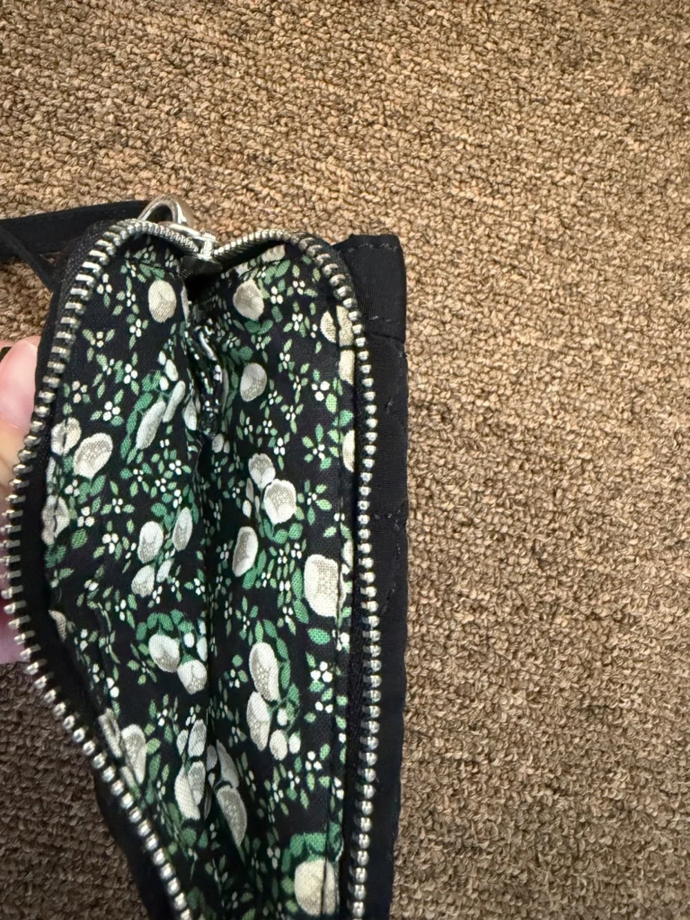 Vera Bradley Black Quilted Iconic RFID Slim Wristlet Wallet Floral